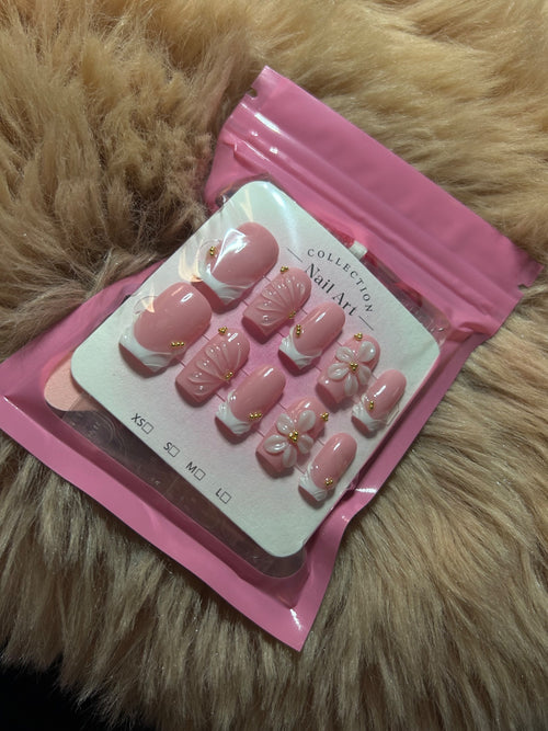 Press On Nails – Pink 3D Bows & Flowers 🎀🌸