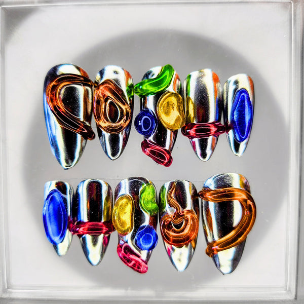 Nail Art Y2K Chromé & Gel 3D